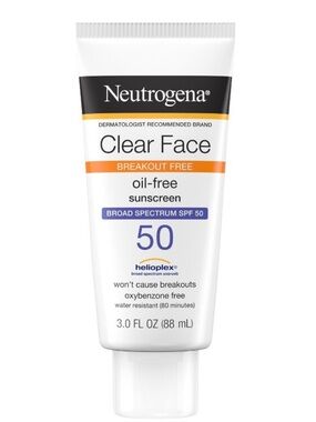 Neutrogena clear face oil free sunscreen 50 new 3.0oz breakout free